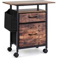 VOGREX 2-Drawer Mobile File Cabinet Printer Stand in Brown