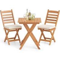 Kelvenix Outdoor Wood Bistro Set Folding Chair Table Set in Brown | Size: 0.6m2
