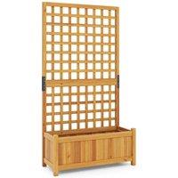 Kelvenix Raised Garden Bed with Trellis 143 cm Elevated Planter Box in Brown | Size: 100g