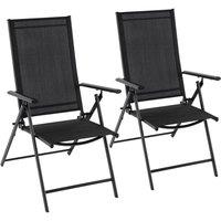 Kelvenix Patio Folding Chairs Set of 2 Adjustable High in Black | Size: 0.6m2