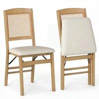 Kelvenix Wooden Folding Chairs Set of 2 in Beige | Size: 0.6m2