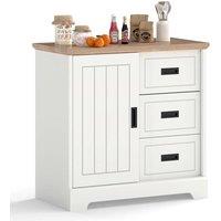Kelvenix Farmhouse Sideboard Buffet Cabinet Kitchen in White