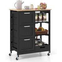 Kelvenix Kitchen Island Rolling Cart Utility Cart in Black | Size: 0.6m2