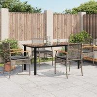 Berkfield Home 5 Piece Garden Dining Set with Cushions Grey Poly Rattan