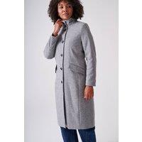 Klass. Women's Funnel Neck Houndstooth Coat in Grey | Size: 10
