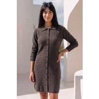 Roman Women's Petite Collared Knit Shift Dress in Chocolate | Size: 14
