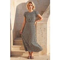 Roman Women's Abstract Geo Print Midi Dress in Ivory | Size: 10