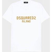 Dsquared2 Men's Milano Logo T-Shirt Print White Ochre | Size: XL