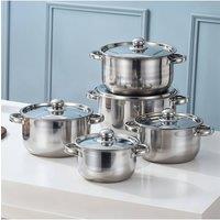Living and Home 5pcs Stainless Steel Cookware Set with Metal Lids in Silver