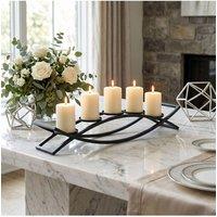 Living and Home 5-Candle Black Metal Arch Candle Holder Centerpiece Decor