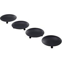 Living and Home 4 Pcs Black Iron Plate Candle Holders