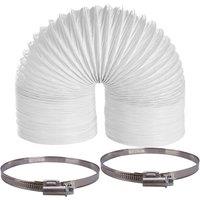 SPETLEK Universal Tumble Dryer 4M Extension Vent Hose 4 & 2 Clamp Band Clips in White