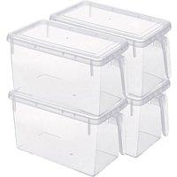 SPETLEK 4 x FRIDGE BOX HOLDER W/ LID KITCHEN FOOD STORAGE CONTAINER in Clear | Size: 0.6m2