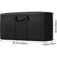 SPETLEK 1pcs - 100x25x48cm Heavy Duty Garden Furniture Cushion Storage Bag in Black | Size: 100 x 25 x 48 cm