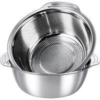 FLAVORA Stainless Steel Colander & Bowl Set with Handles in Silver | Size: 0.6m2