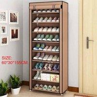 PAWNORA 10 TIER DUSTPROOF SHOES CABINET coffee in Brown