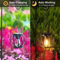 EONLION Circle 2X Outdoor Solar Lanterns Metal in Black | Size: 100 cm