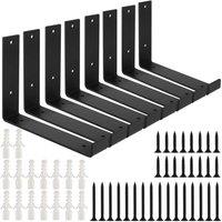 FLAVORA 8 Pack Rustic Shelf Brackets Scaffold Board Industrial in Black | Size: 0.6m2