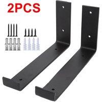 FLAVORA 2 Pack Rustic Shelf Brackets Scaffold Board Industrial in Black | Size: 0.6m2