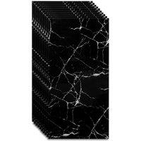 FLAVORA 20X PVC Marble Tiles Wall Sticker Self-Adhesive Stick in Black