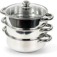 FLAVORA 3 TIER STAINLESS STEEL 22CM STEAMER POT PAN in Silver | Size: 0.6m2