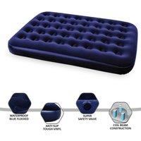 FLAVORA INFLATEABLE DOUBLE FLOCKED AIR BED in Blue