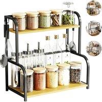 NESTLUNE Spice Rack Organizer Storage Rack Kitchen in Black | Size: 100 cm x 15 cm