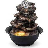 Spector Water Feature Tabletop Fountain with Glass Ball LED, Resin, Brown