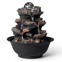 Spector Water Fountain, Tabletop Water Feature 3-Speed Flow, Resin Rock, Brown