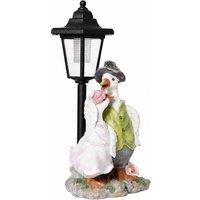 Emitto Garden Ornaments Outdoor Solar Duck Sculpture with LED Light for Patio in Green
