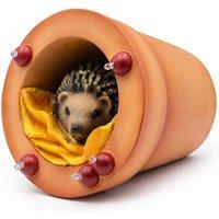 Emitto Garden Ornaments Hedgehog Solar LED Statue Outdoor Decor Resin Brown
