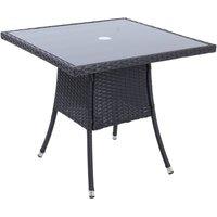 Garden Sanctuary Garden Wicker Tempered Glass 4 Seater Dining Table with Parasol Hole in Black