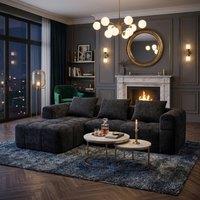 FENCHILIN Modular Sectional LShaped Sofa Couch Chenille with Side Pockets in Black