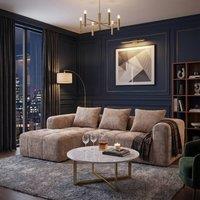 FENCHILIN Modular Sectional LShaped Sofa Couch Chenille with Side Pockets in Khaki