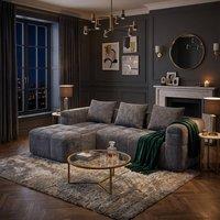 FENCHILIN Modular Sectional LShaped Sofa Couch Chenille with Side Pockets in Grey