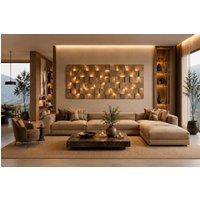 Mafett Large Premium Aurora Mosaic Wall Art Canvas Print in Gold | Size: 150 cm 80 cm