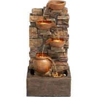 Teamson Home 72.3 cm Outdoor 4-Tier Stacked Stone Cascading Water Fountain with LED Lights in Brown