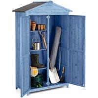 Christow Small Garden Shed Slim Double Door Outdoor Storage with Three Shelves in Blue