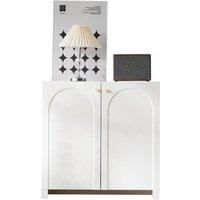 Matteo White Wooden Storage Cabinet with Adjustable Shelf & Gold Handles