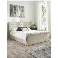 Aspire Chesterfield Ottoman Storage Bed in Natural Linen | Size: Double