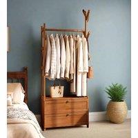 Modcraft Heavy Duty Clothes Rail with Drawers & Hooks - Freestanding Garment Rack in Brown | Size: Large