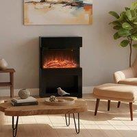 HOMCOM 1000W/2000W Electric Fire & Mantel with Remote & Timer in Black