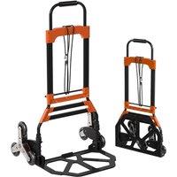 HOMCOM Heavy Duty Foldable Trolley on Wheels, Black & Orange