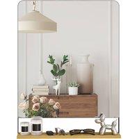 HOMCOM Decorative Mirror with Wood Shelf, Industrial Wall Mirror, Black | Size: 60 cm x 80 cm