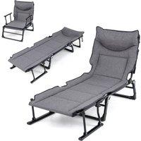 KORVIXA 3 in 1 Folding Camping Cot in Grey | Size: Single