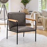 EONLION PU Leather Accent Chair Upholstered Armchair in Dark Grey | Size: 100 cm