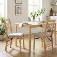 EONLION Dining Chair Set of 2 Folding Chairs in Natural | Size: 100 cm