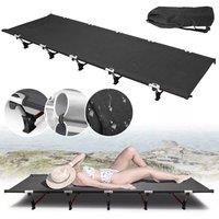 FLAVORA 190CM Camping Cot Folding Bed Lightweight Aluminum Poles in Black