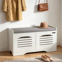 KORVIXA 2Door Shoe Storage Bench Cushion Seat in White | Size: 100 cm x 100 cm