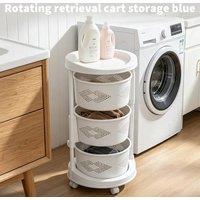 KORVIXA 4 Tier Kitchen Rotating Storage Trolley Cart in White | Size: 100 cm